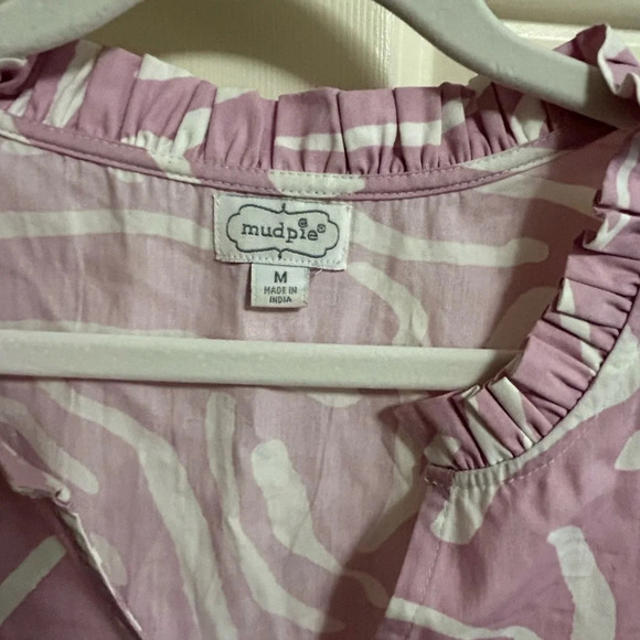 Mud Pie Women’s Sleeveless Tiered Ruffle Lilac White Mini … - Picture 2 of 4